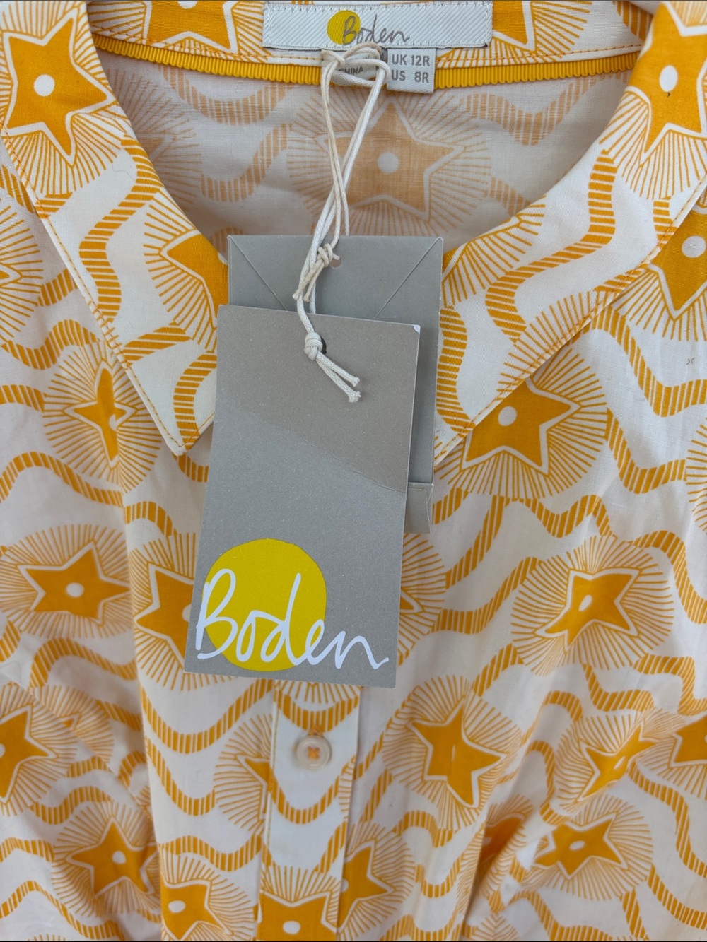Boden Anastasia Button Down Yellow Floral Midi Shirt Dress sz 8 R - Picture 5 of 10